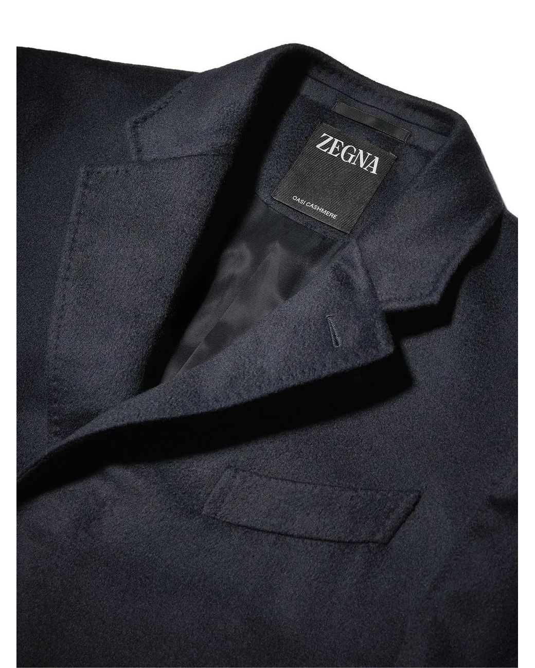 Zegna Blue Oasi Single-Breasted Cashmere Coat for men
