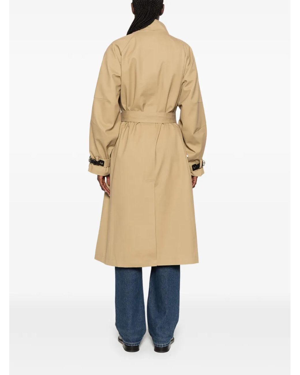 Maje Natural Long Belted Trench Coat With Buttons