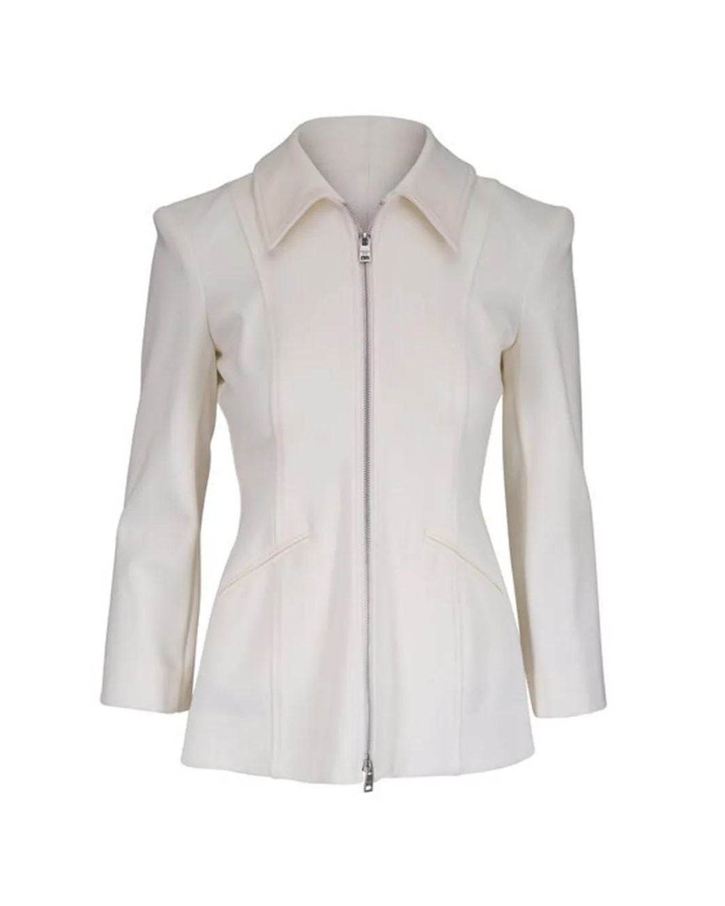 Veronica Beard Gray Willis Zip Fitted Jacket