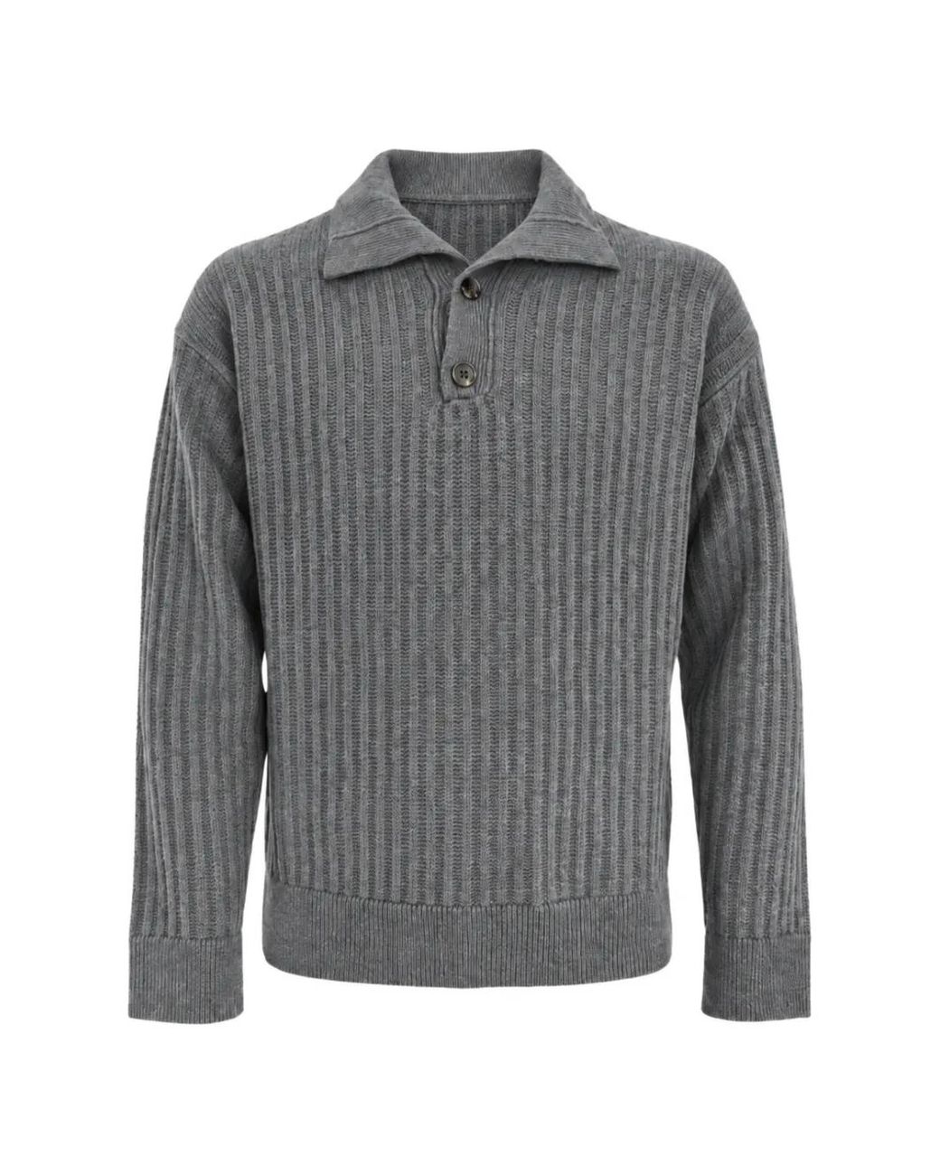 Franzese Collection Gray Ribbed-Knit Polo Shirt for men