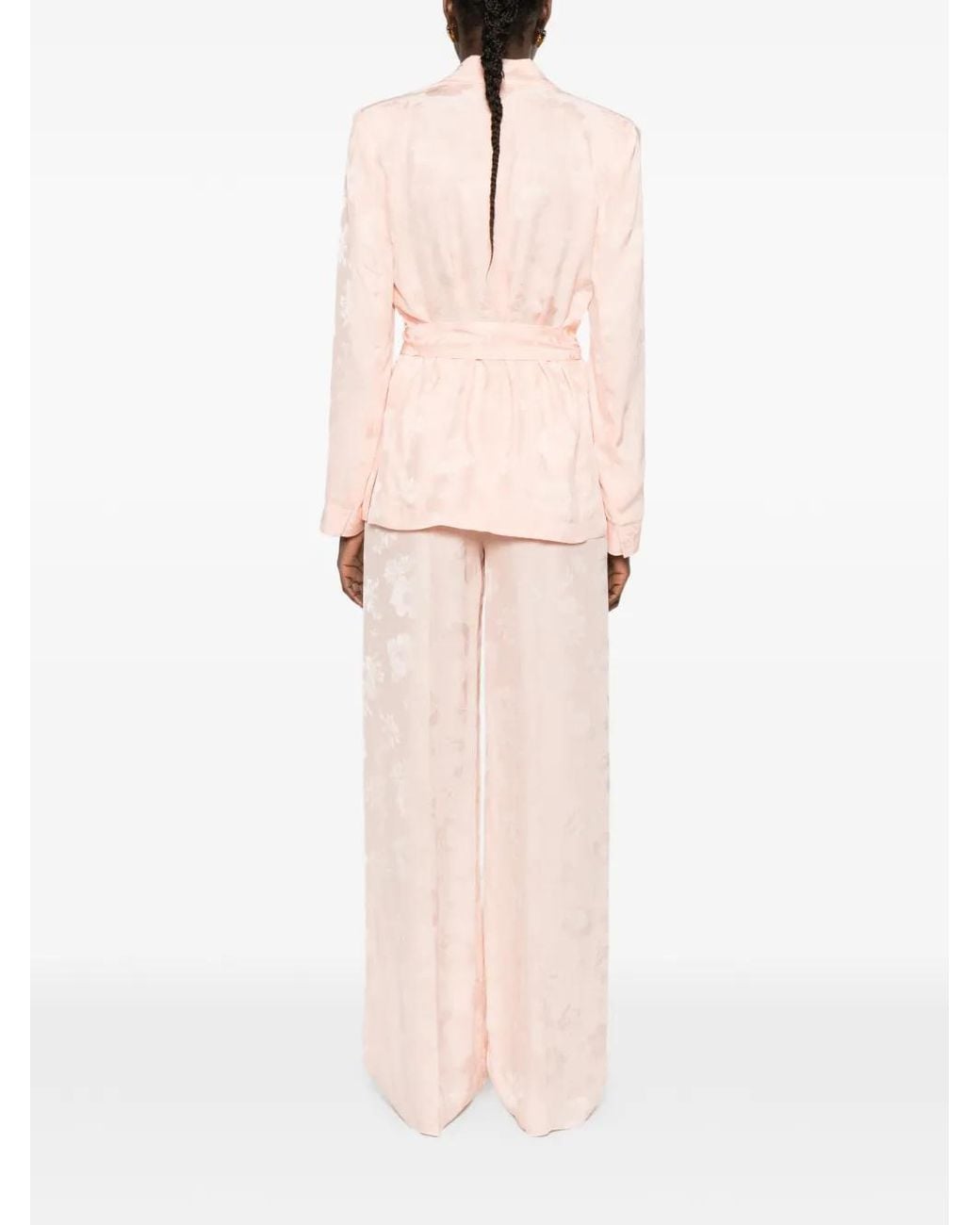 Forte_forte Pink Floral Belted Blazer