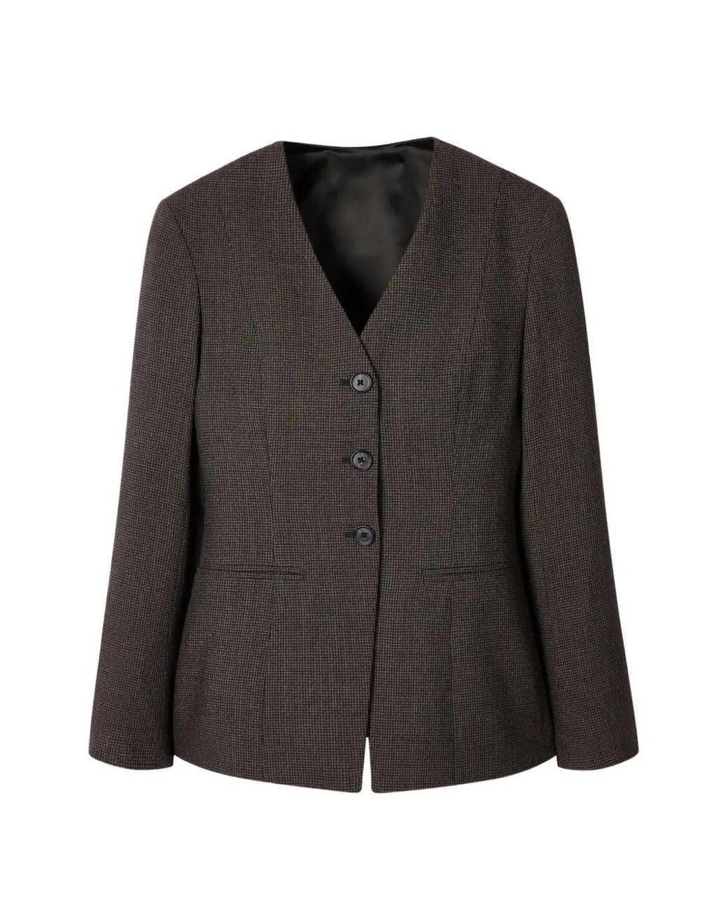 Paul Smith Black Houndstooth Collarless Tailored Blazer