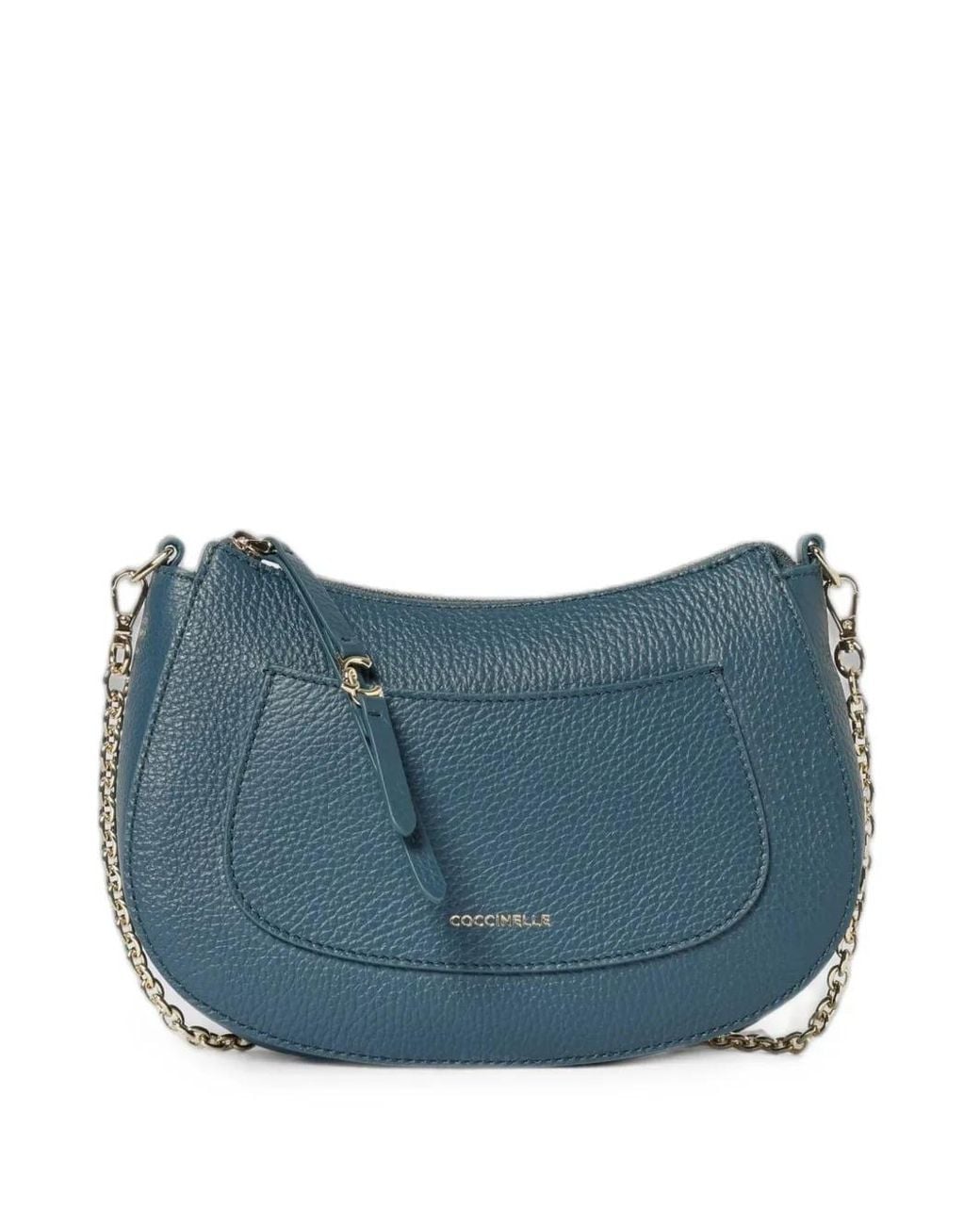 Coccinelle Blue Sac Porté Épaule C-Easy En Cuir Grainé