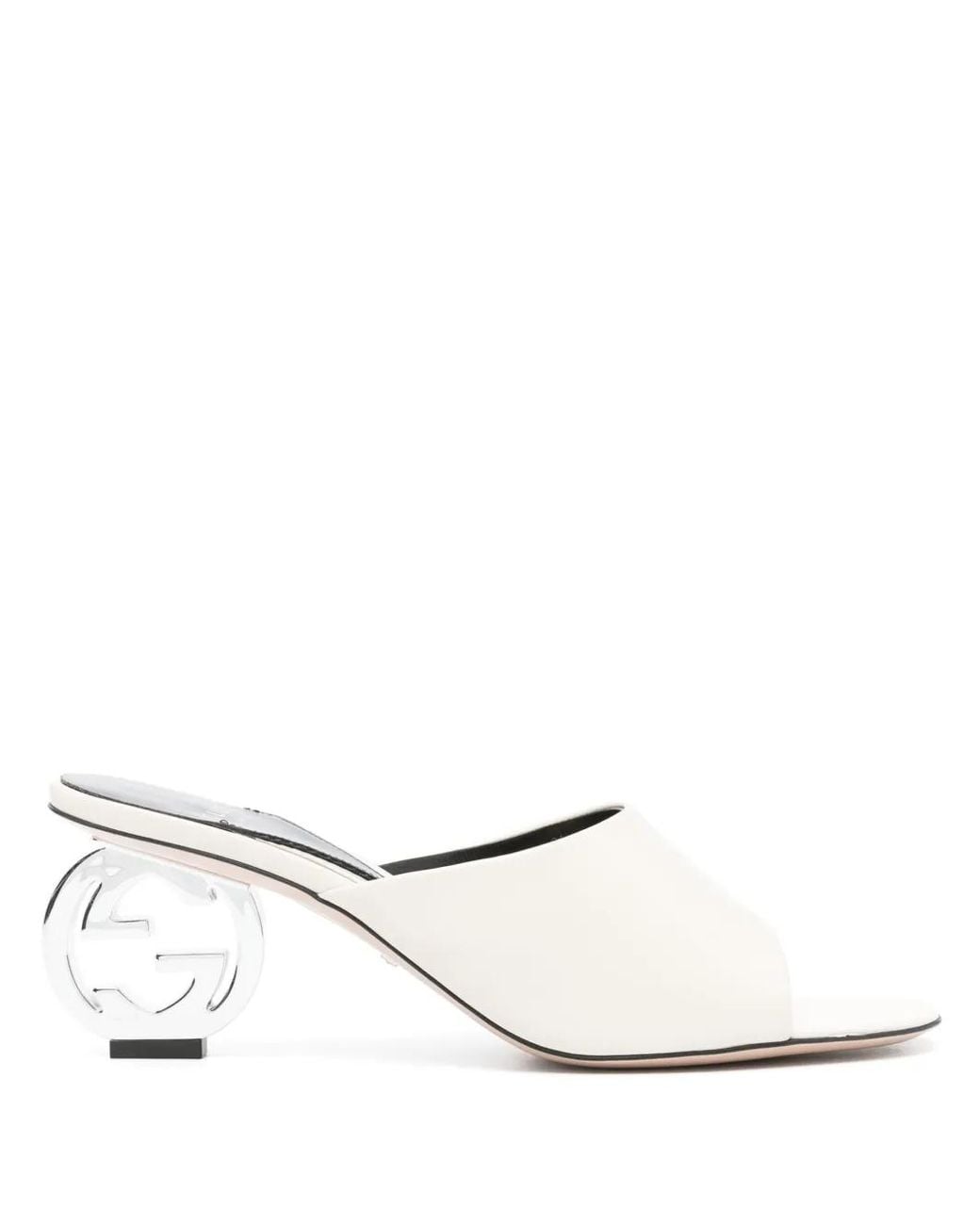 Gucci White Gg Heeled Sandals