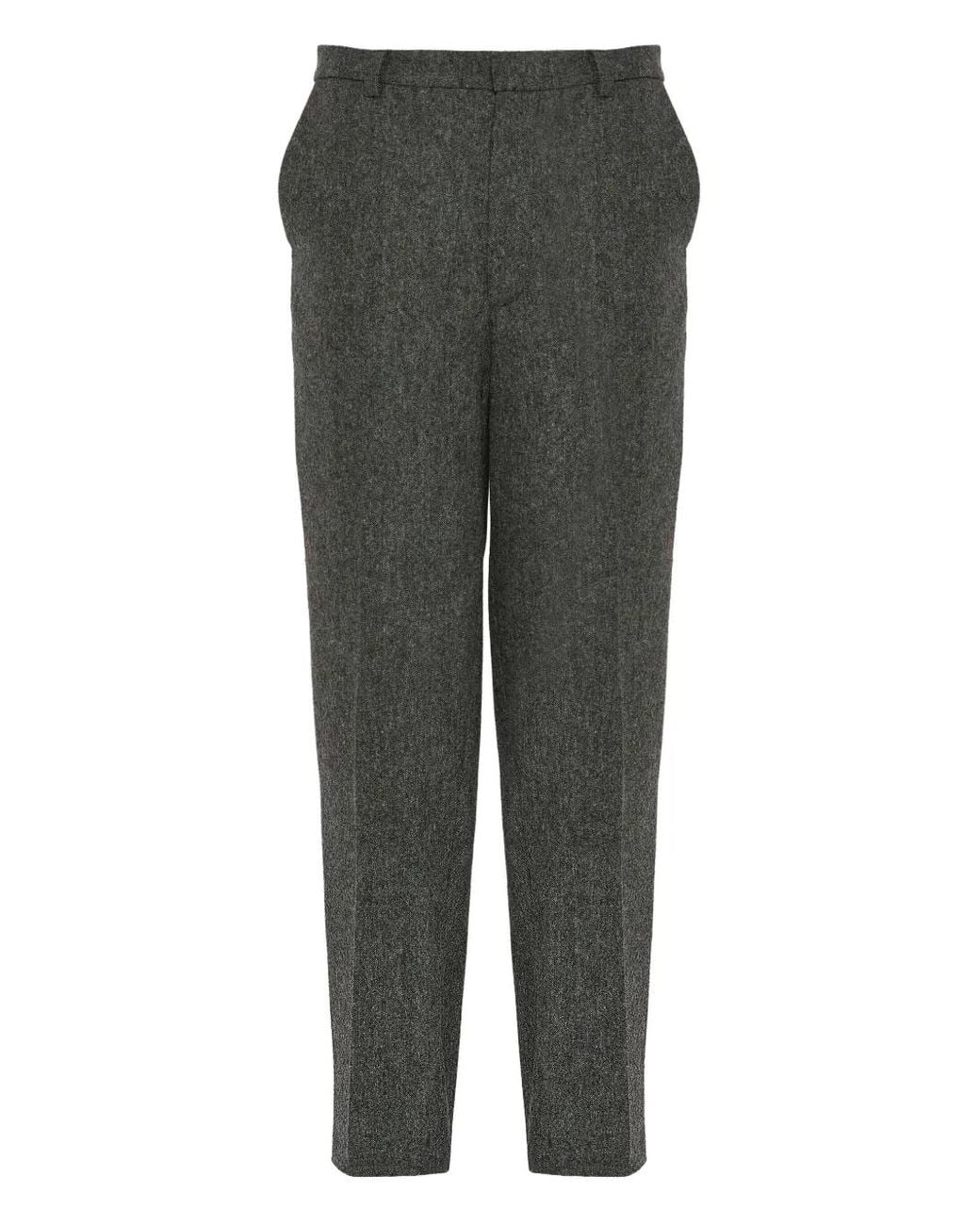 Yves Salomon Gray Tweed Straight-Leg Trousers for men