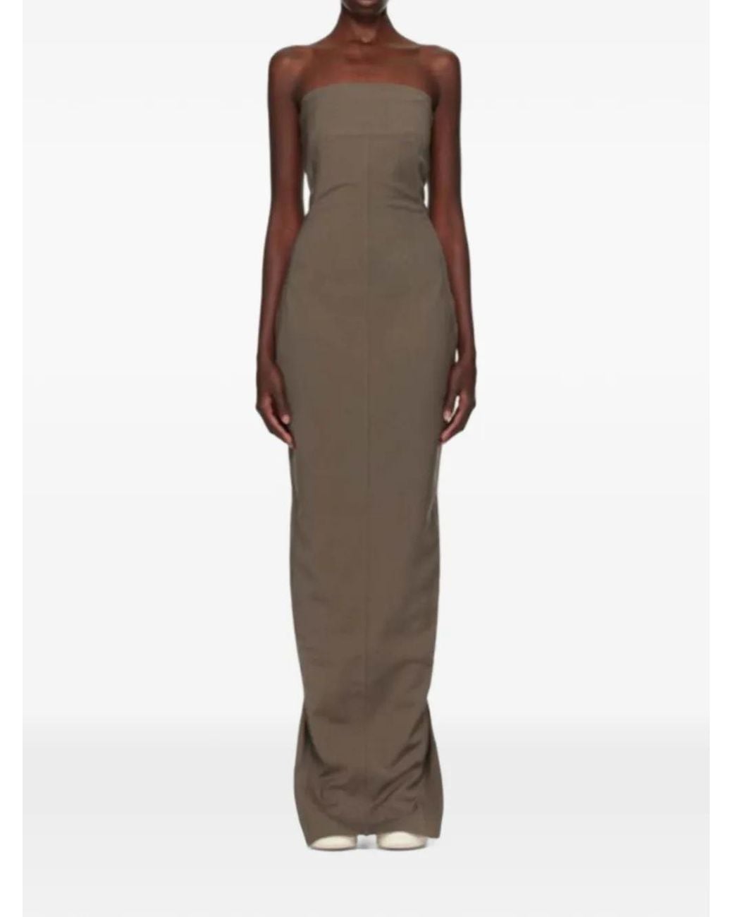 Rick Owens Natural Strapless Panelled Maxi Dress