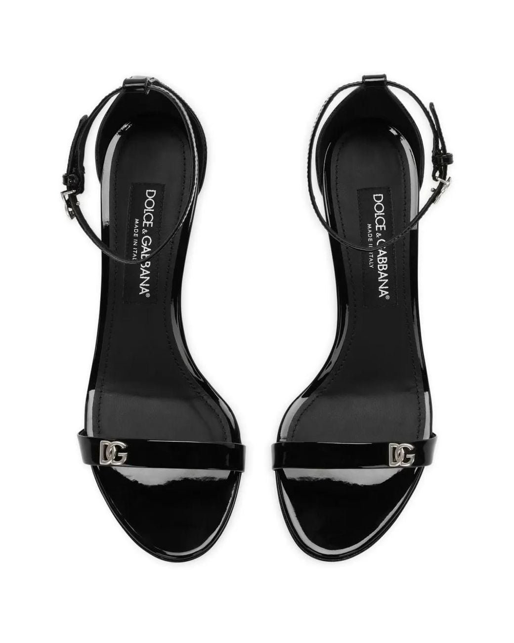 Dolce & Gabbana Black Patent Leather Sandals