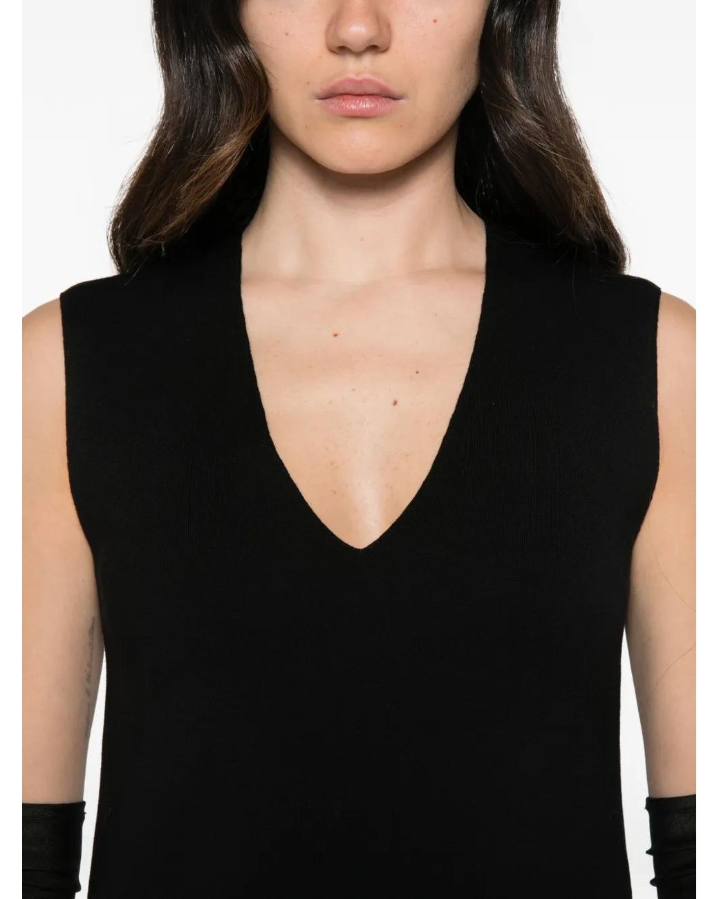 Fendi Black V-Neck Sleeveless Dress