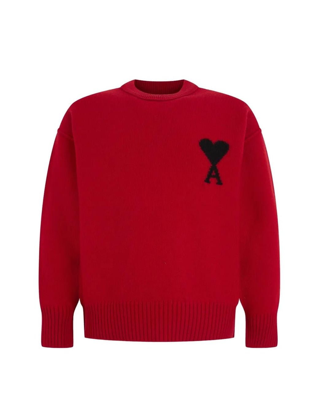 AMI Red Ami De Coeur Wool Sweater