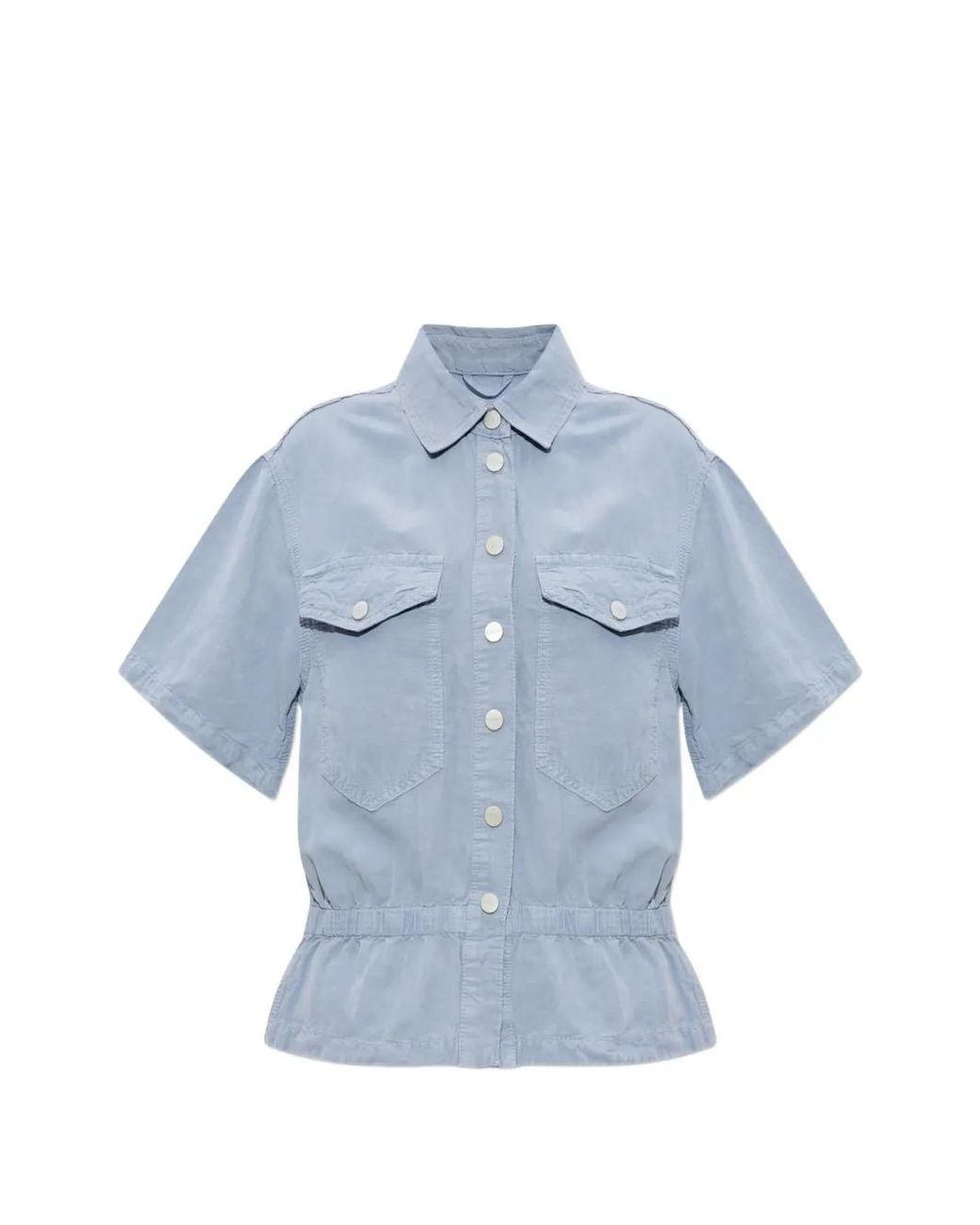 AllSaints Blue Elasticated-Waist Short-Sleeve Shirt