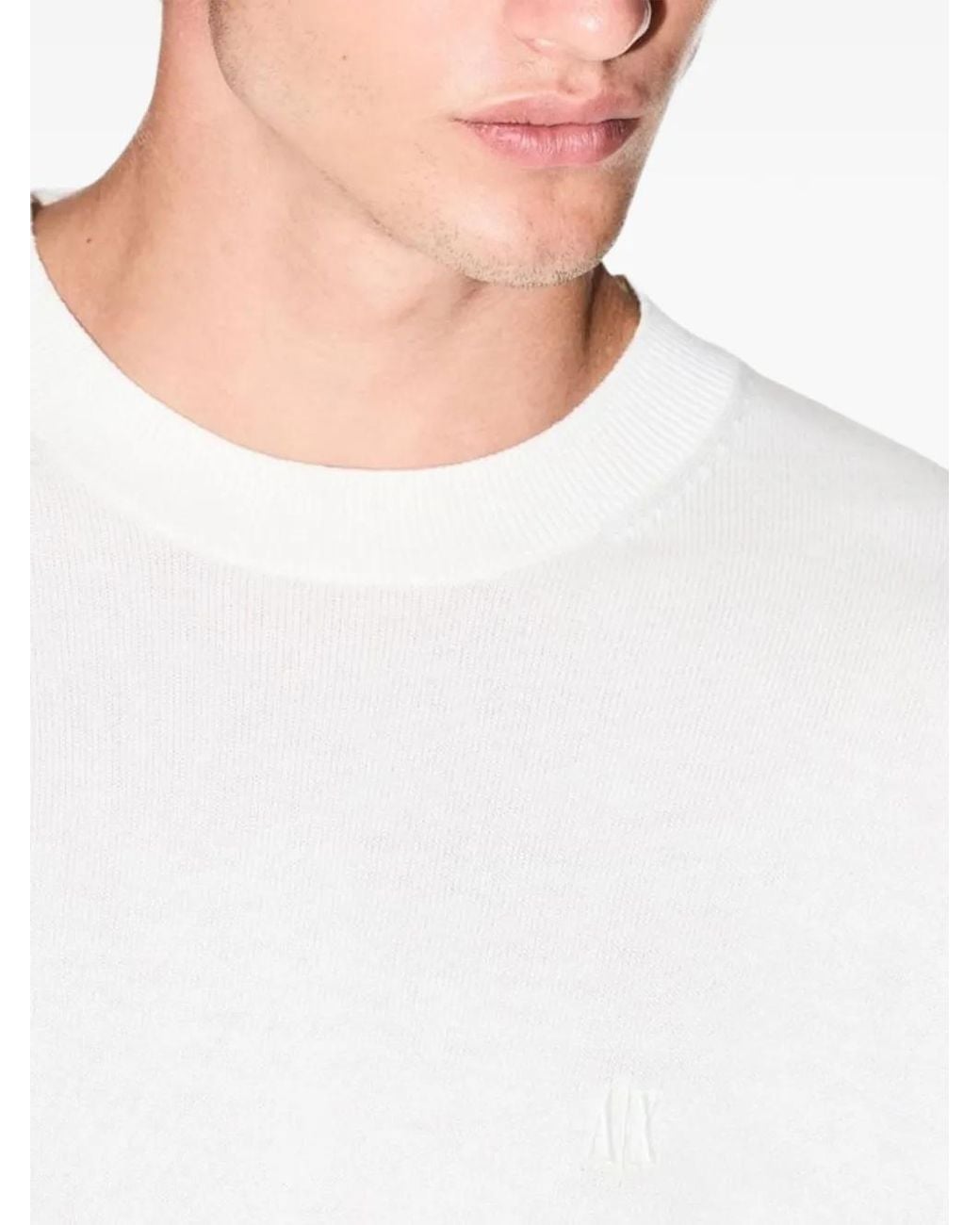ARMANI EXCHANGE White Pull À Logo Brodé for men