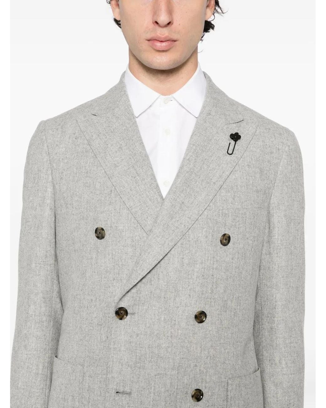 Lardini Gray Double-Breasted Blazer for men