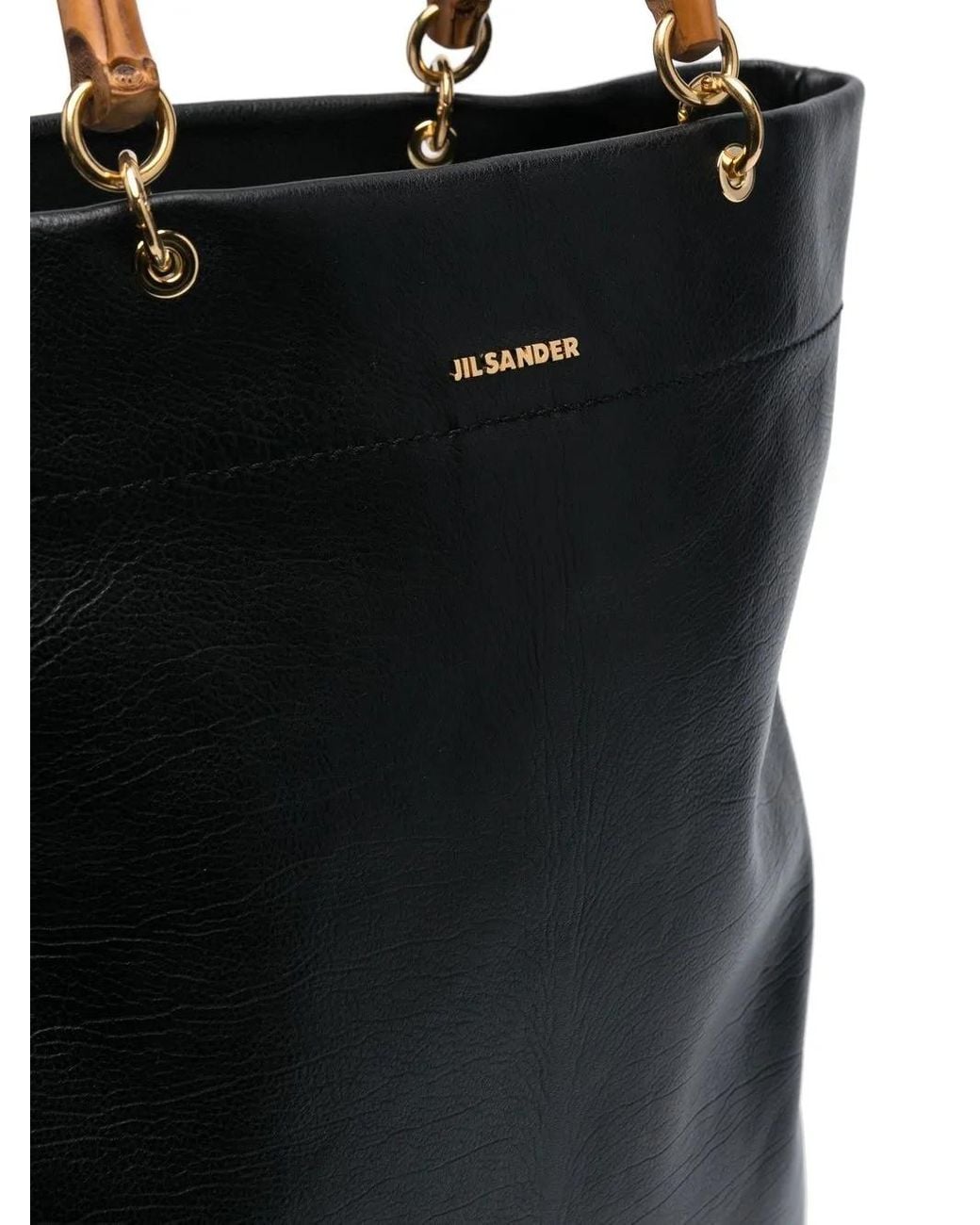 Jil Sander Black Tote Bag With Bamboo Handles