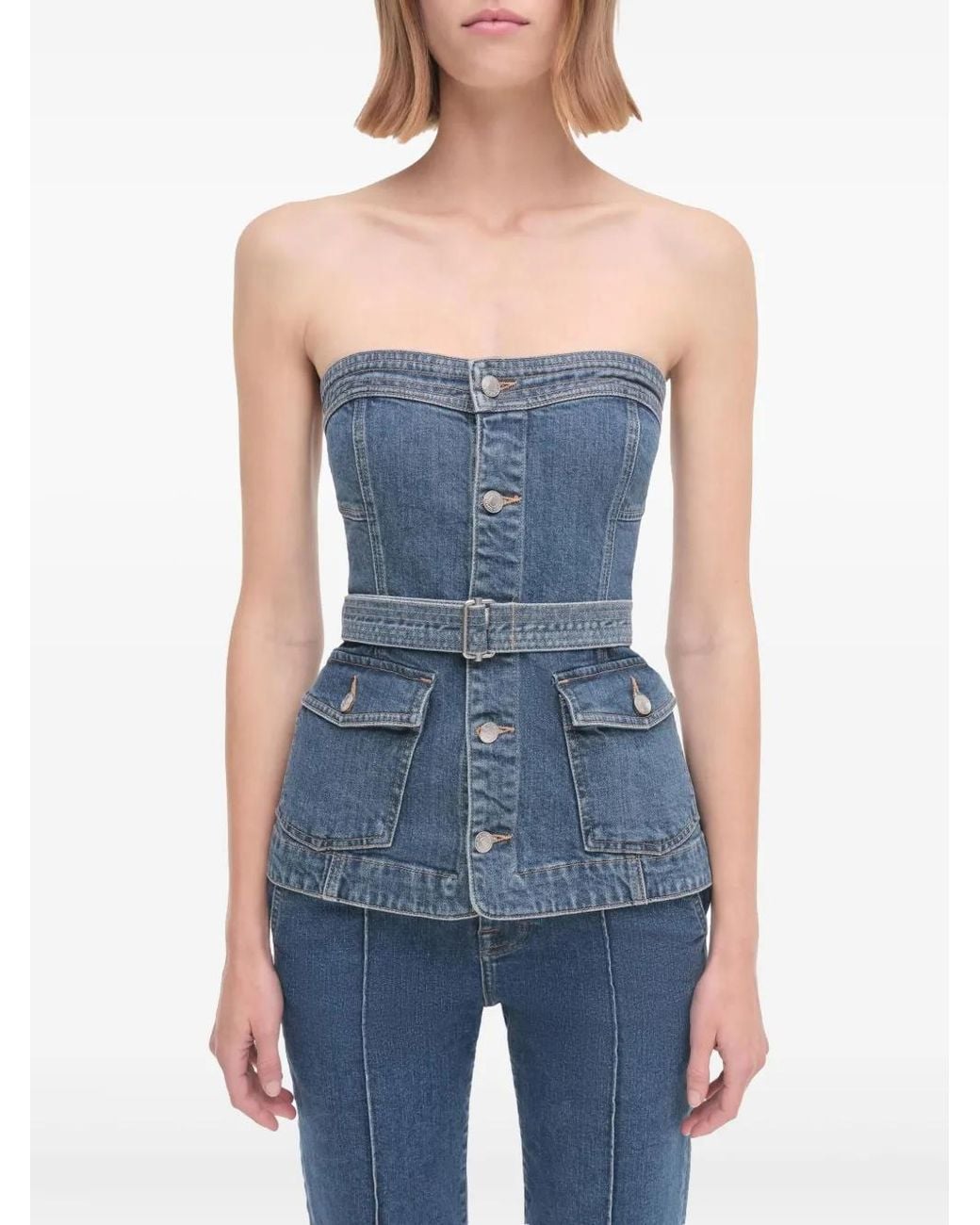 Jonathan Simkhai Blue Bustier Top