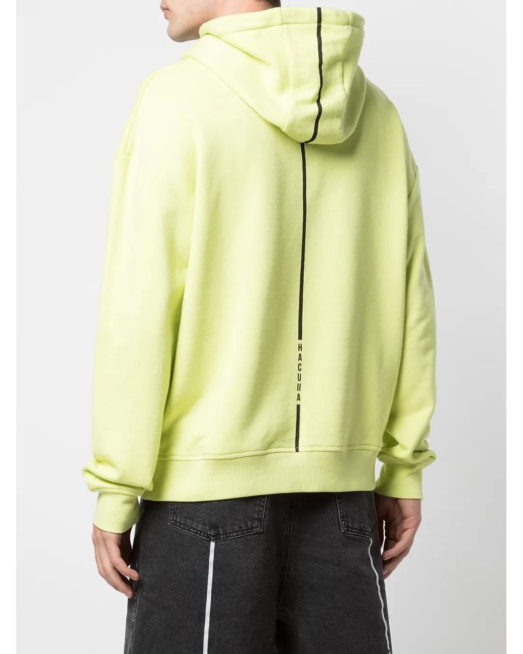 Haculla Yellow Gloss Drop Shoulder Hoodie for men