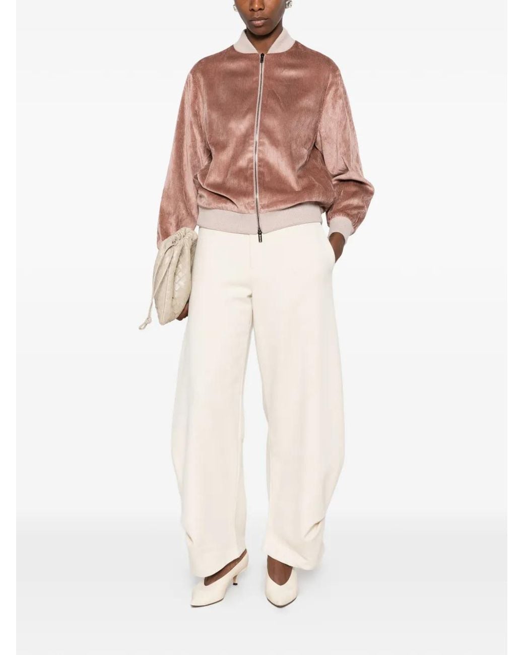 Peserico Pink Corduroy-Effect Bomber Jacket