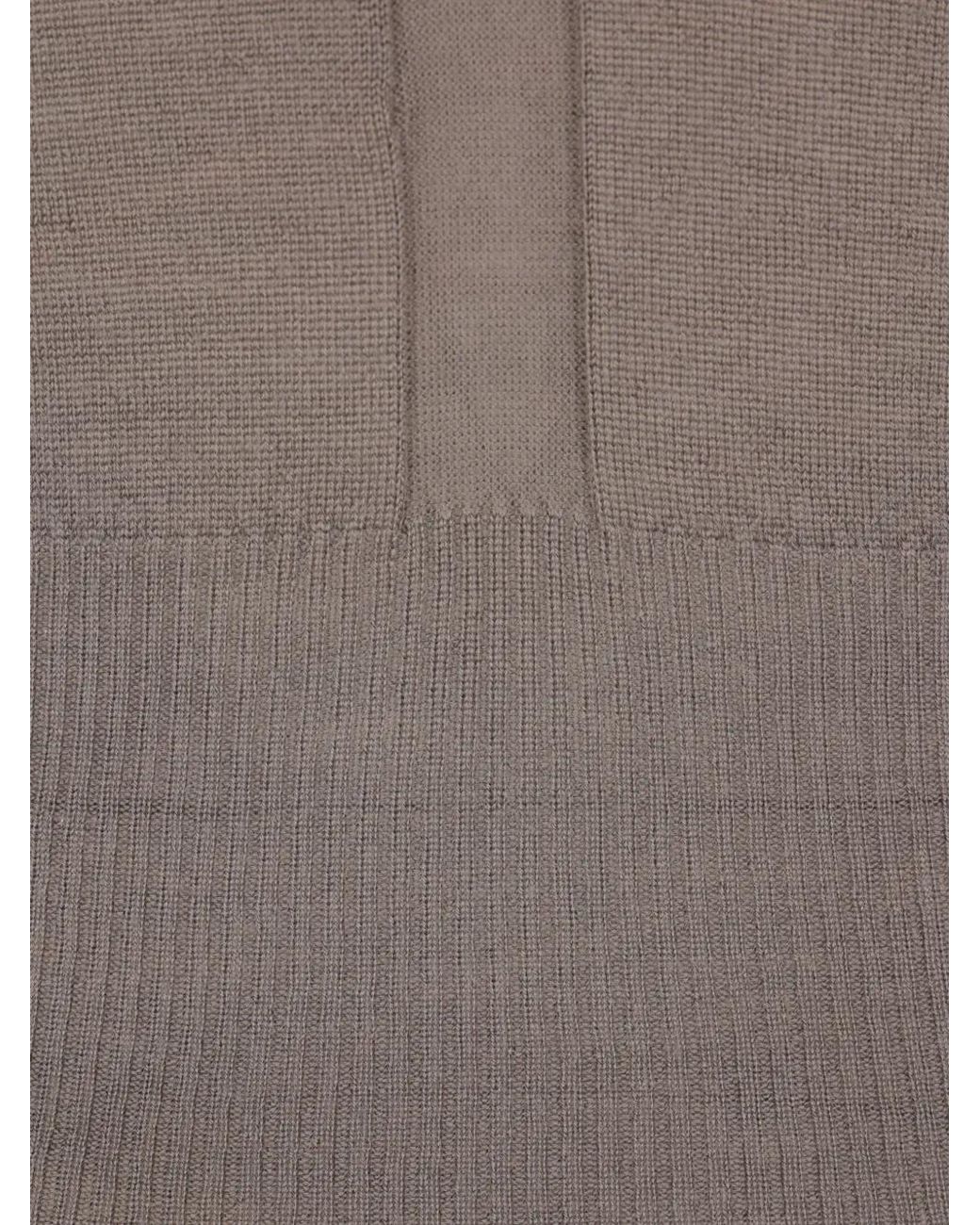 Rick Owens Gray Cut-Out Ribbed-Trim Sweater
