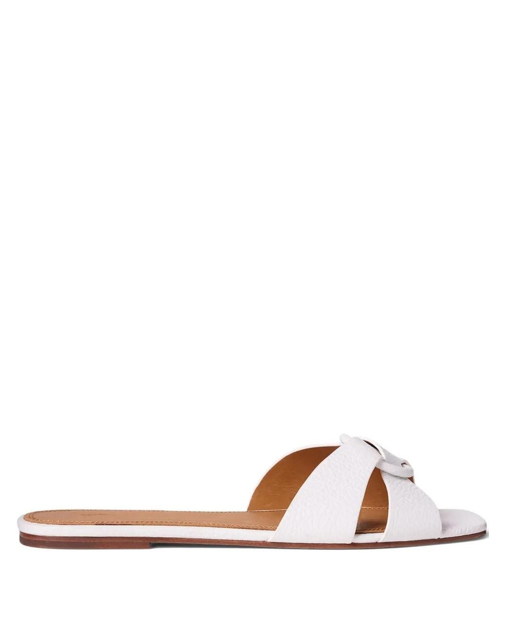 Polo Ralph Lauren Leather O Ring Flat Sandals In White Lyst polo-ralph-lauren-leather-o-ring-flat-sandals-in-white-lyst