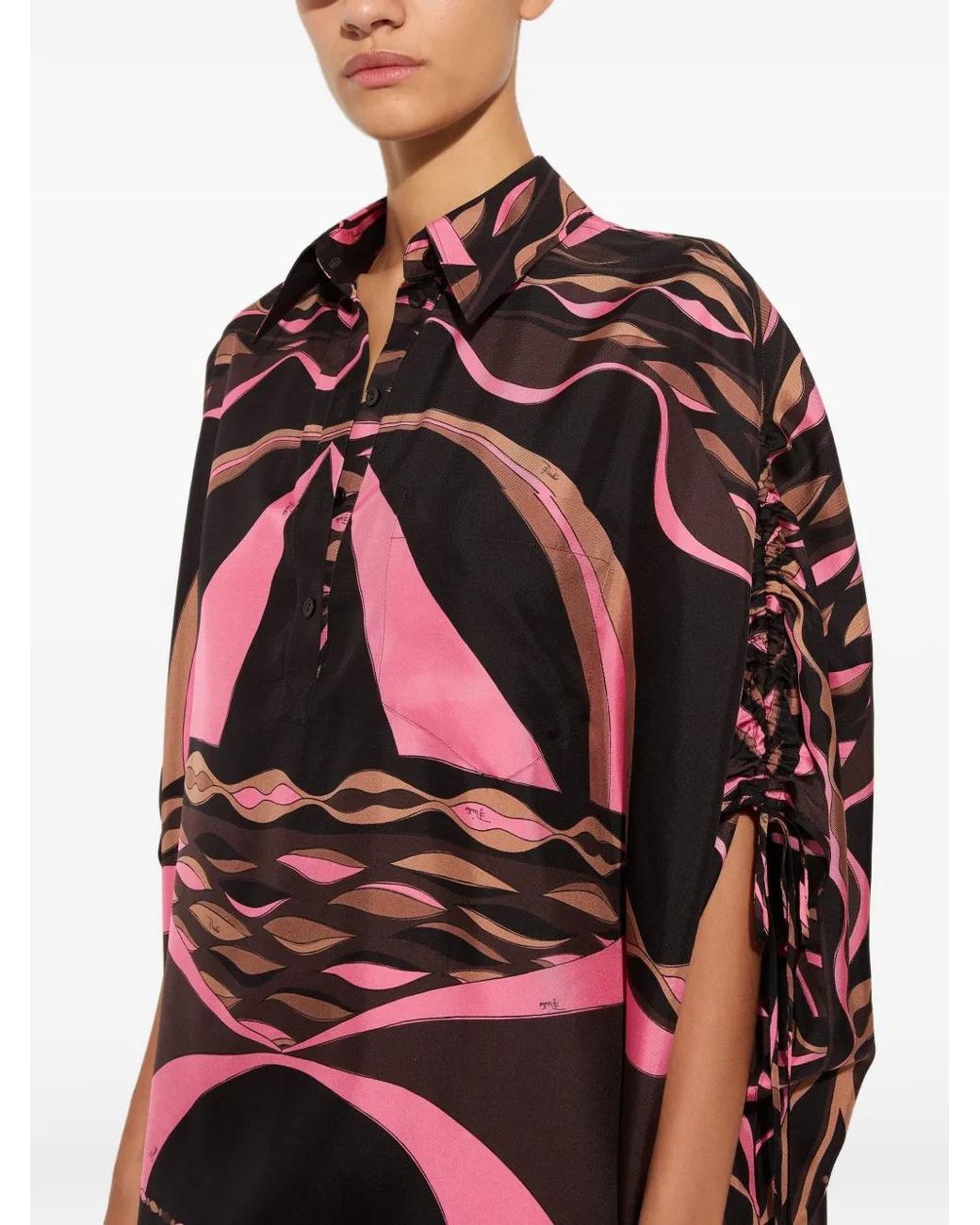 Emilio Pucci Red Dune-Print Silk Kaftan