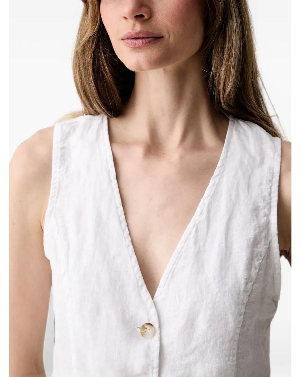 Haveone White Button-Up Waistcoat