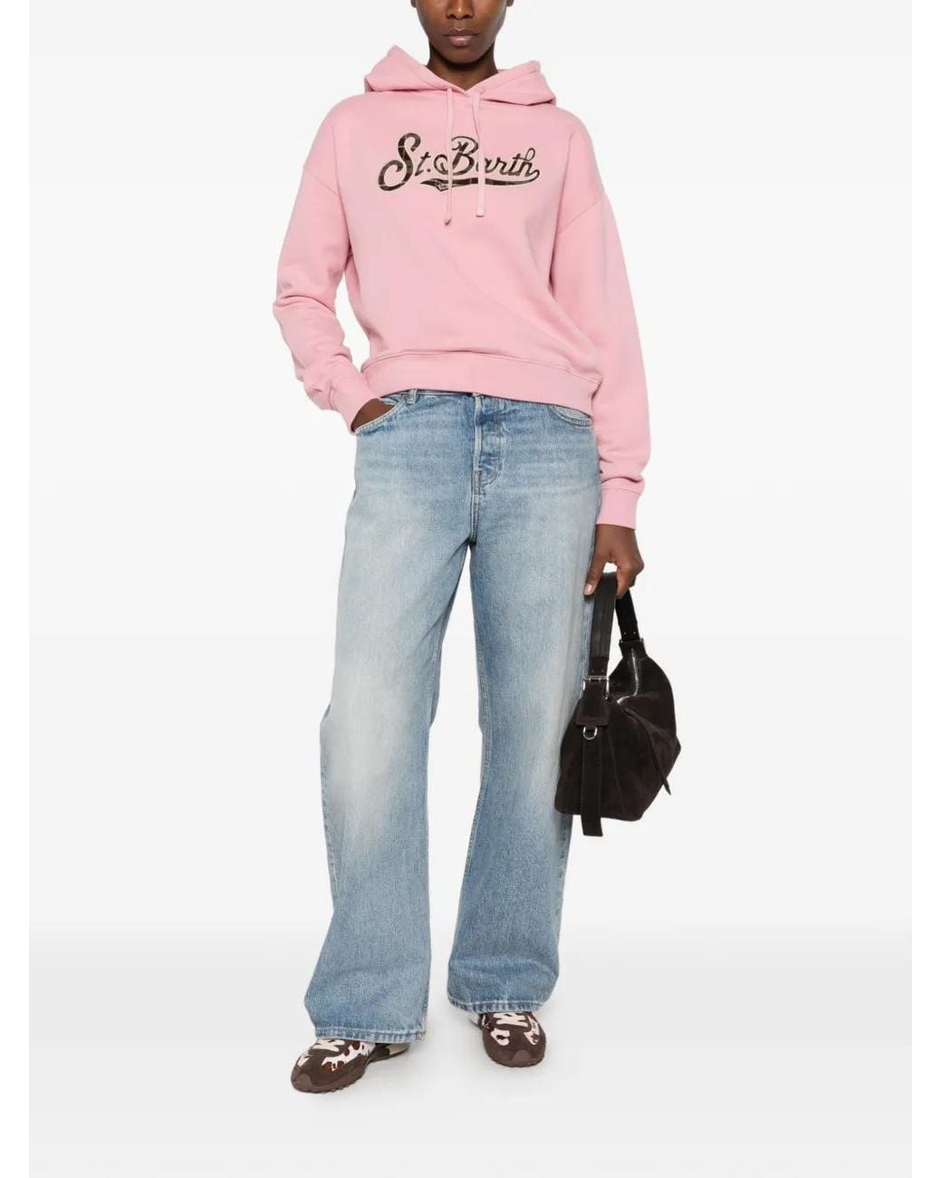 Mc2 Saint Barth Pink Mindy Logo-Patch Drawstring Hoodie