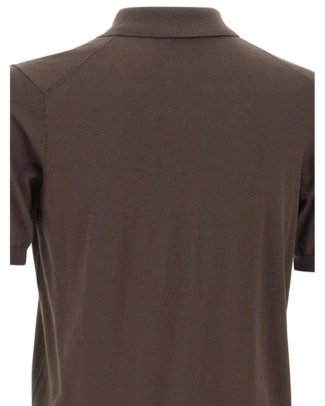 Kangra Brown Ribbed Short-Sleeved Polo Shirt for men