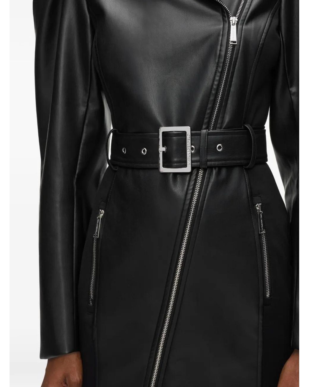Karl Lagerfeld Black Mini Belted Biker Dress