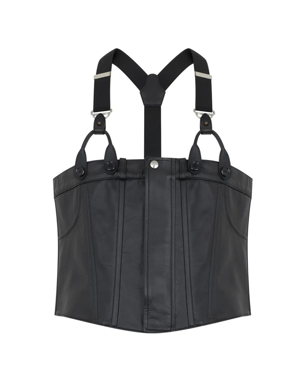 Moschino Black Corset-Style Leather Jacket for men