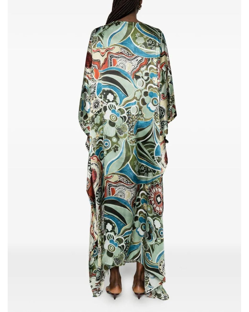 Dolci Follie Green Mixed Pattern Maxi Kaftan