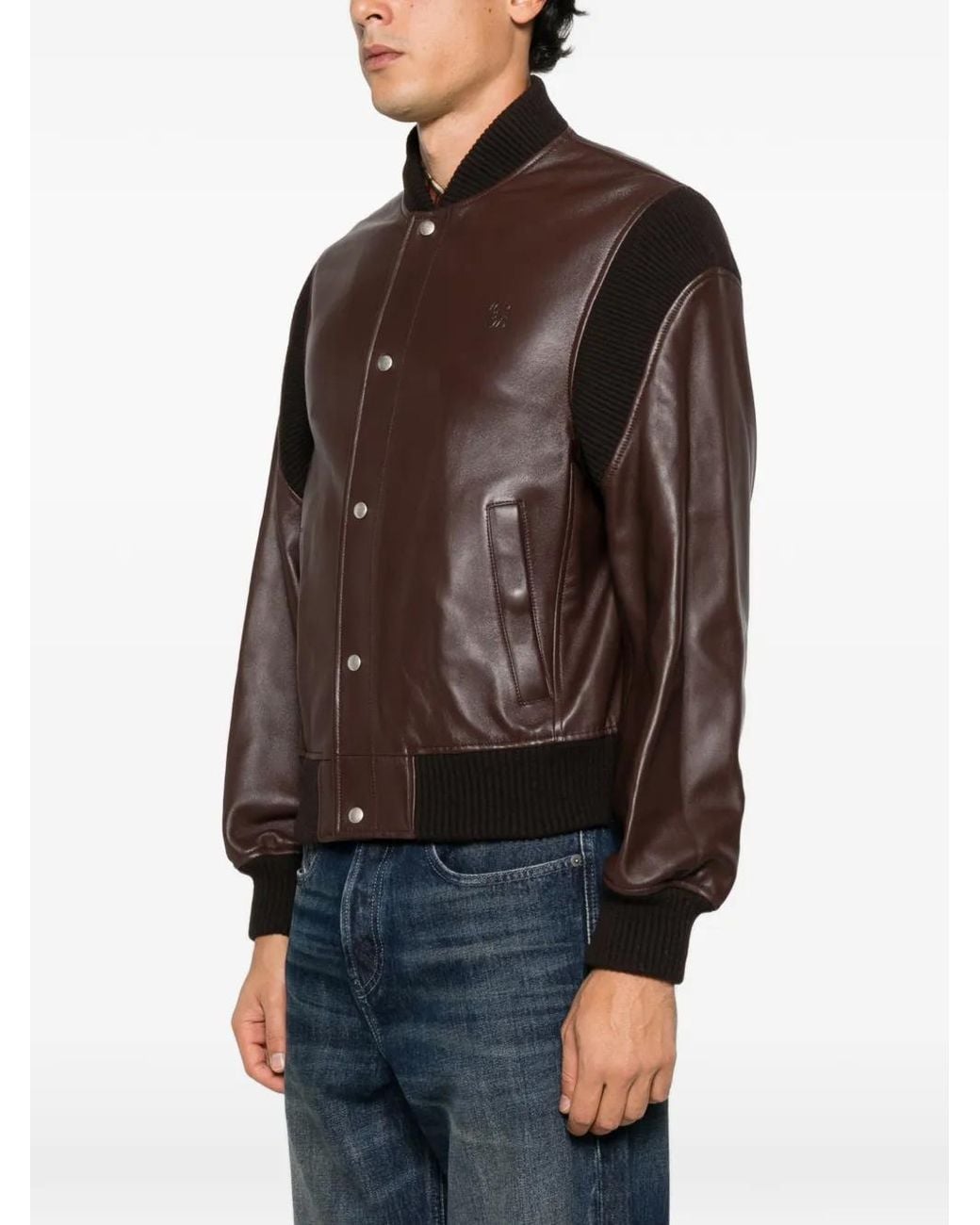 Loewe Brown Button-Down Leather Bomber Jacket for men