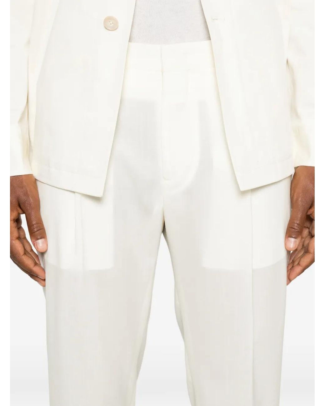Briglia 1949 White Tiberio Pressed-Crease Trousers for men