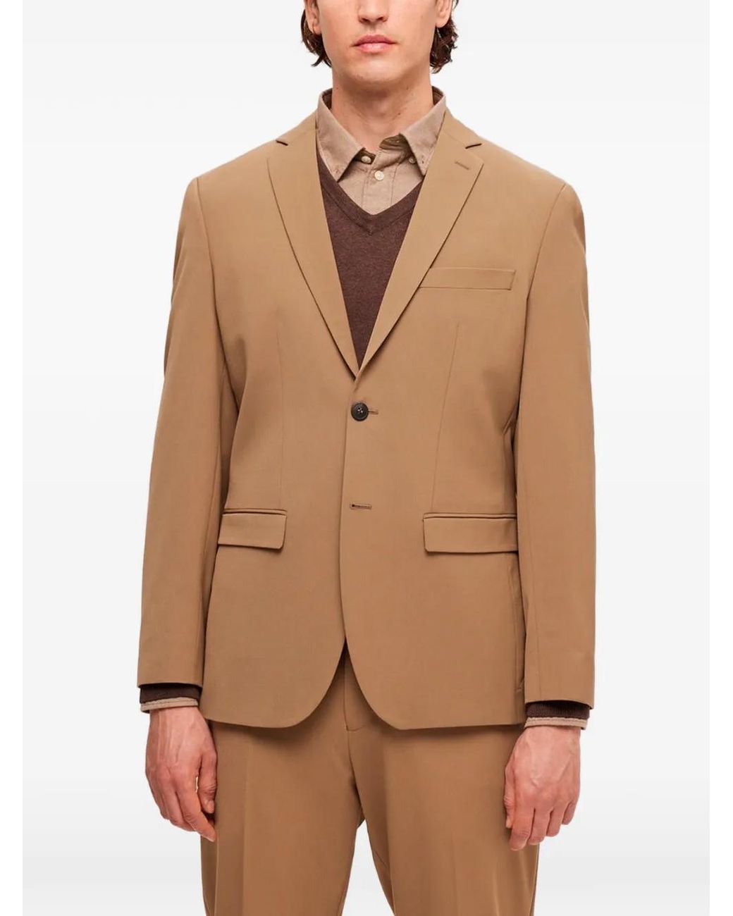 SELECTED Brown Slim-Fit Blazer for men