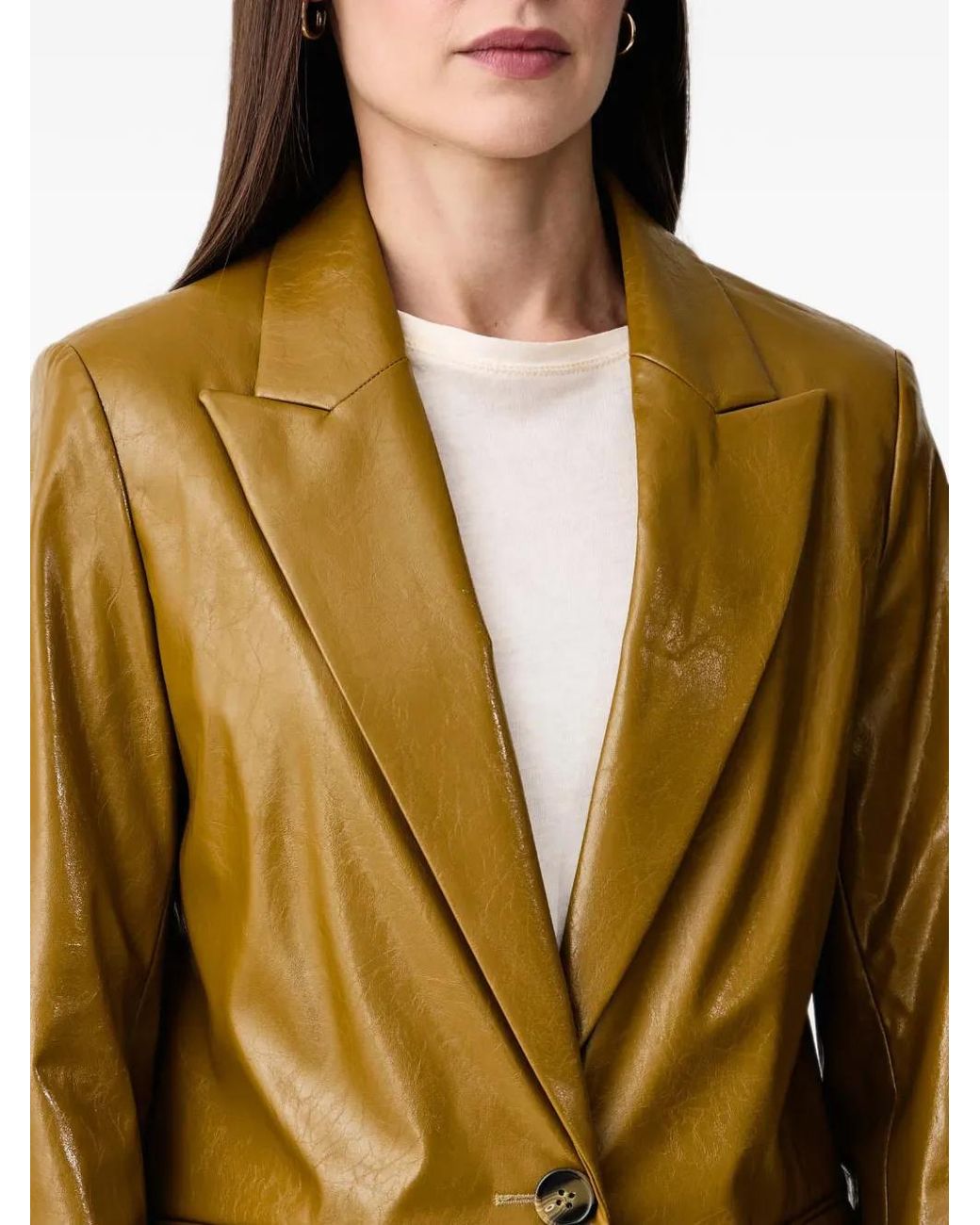 Sisley Natural Peak-Lapel Crinkled-Finish Blazer