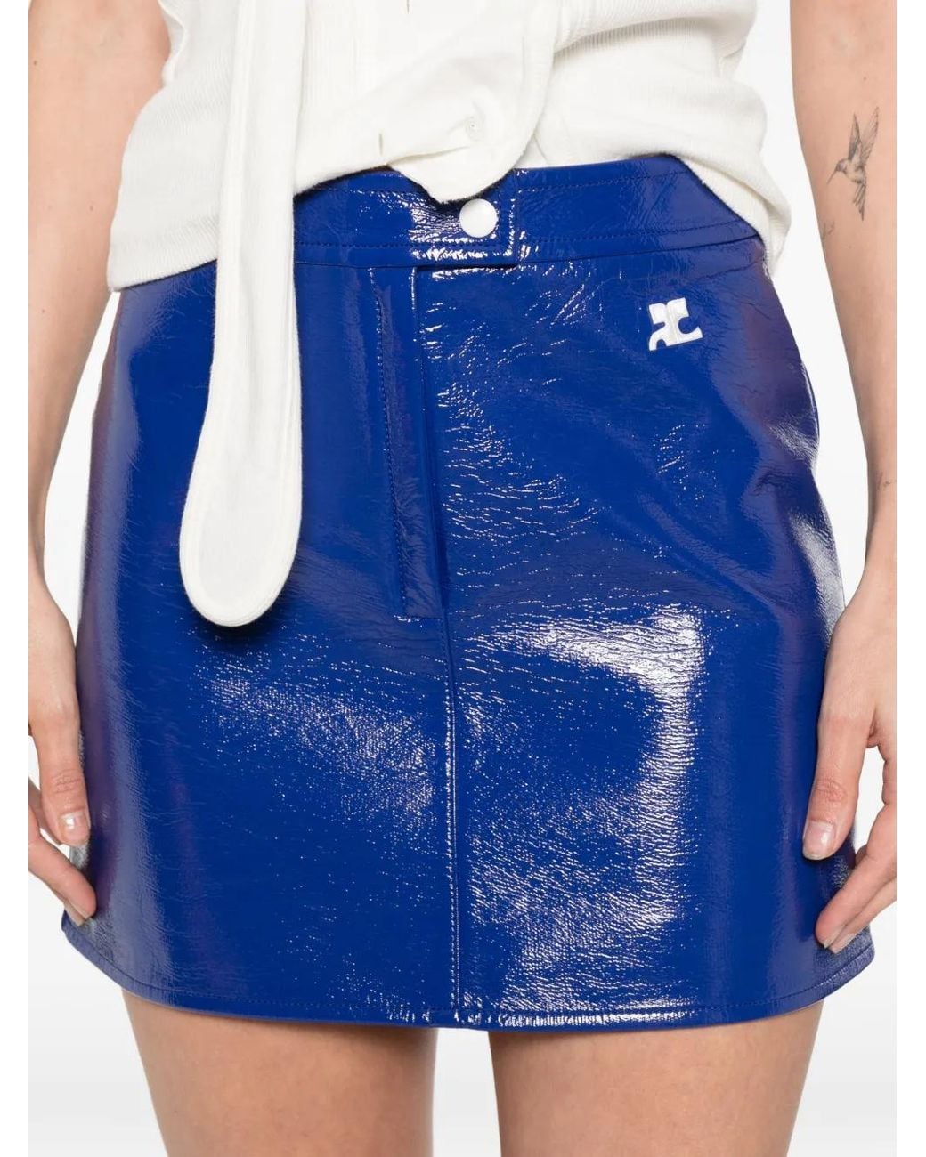 Courreges Blue Reedition Vinyl Mini Skirt