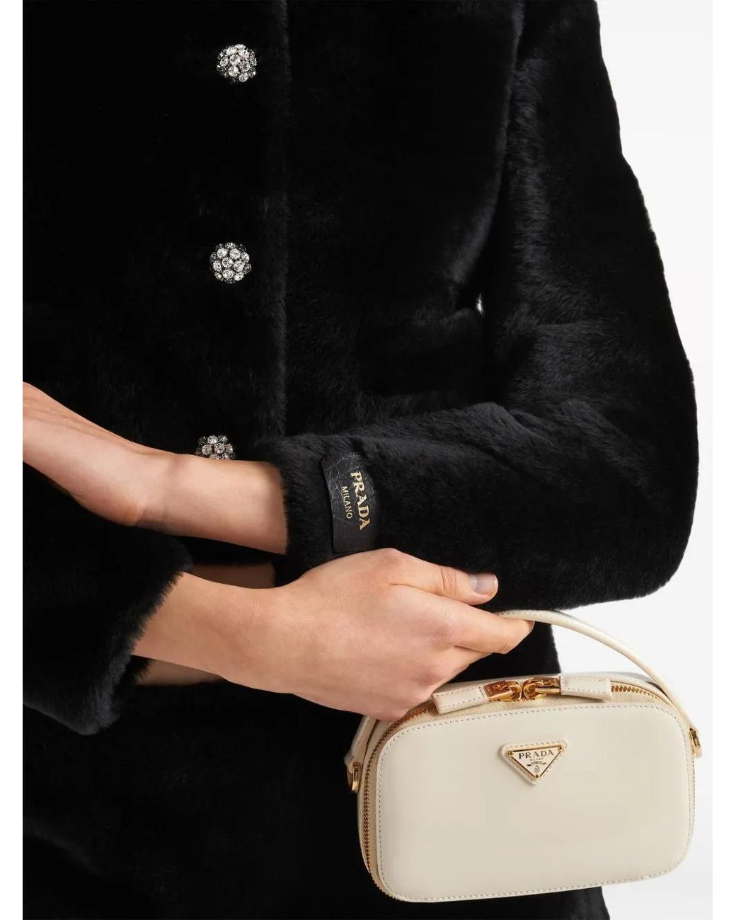 Prada Black Cropped Shearling Jacket