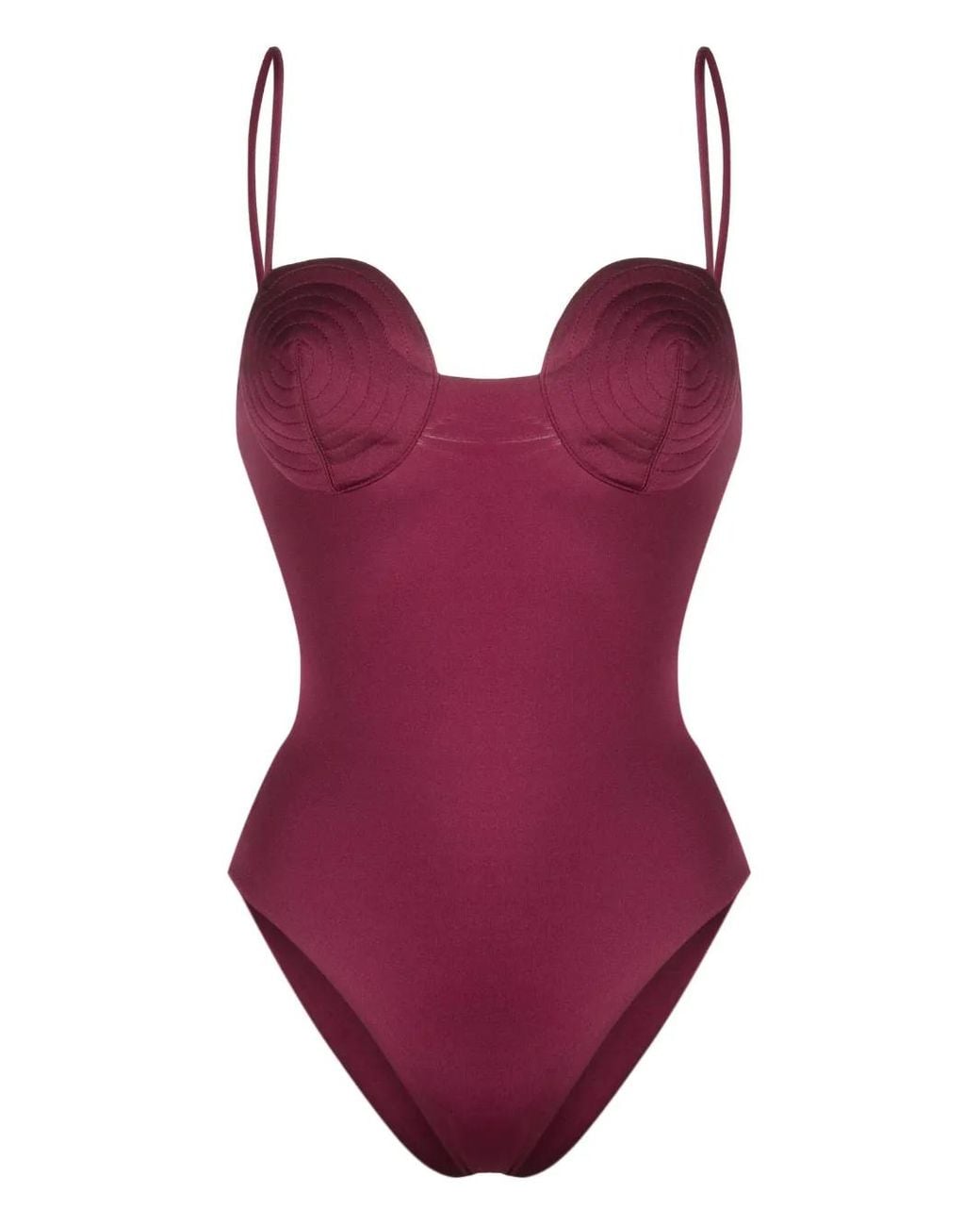 Noire Swimwear Purple Tonal-Stitch Detail Swimsuit