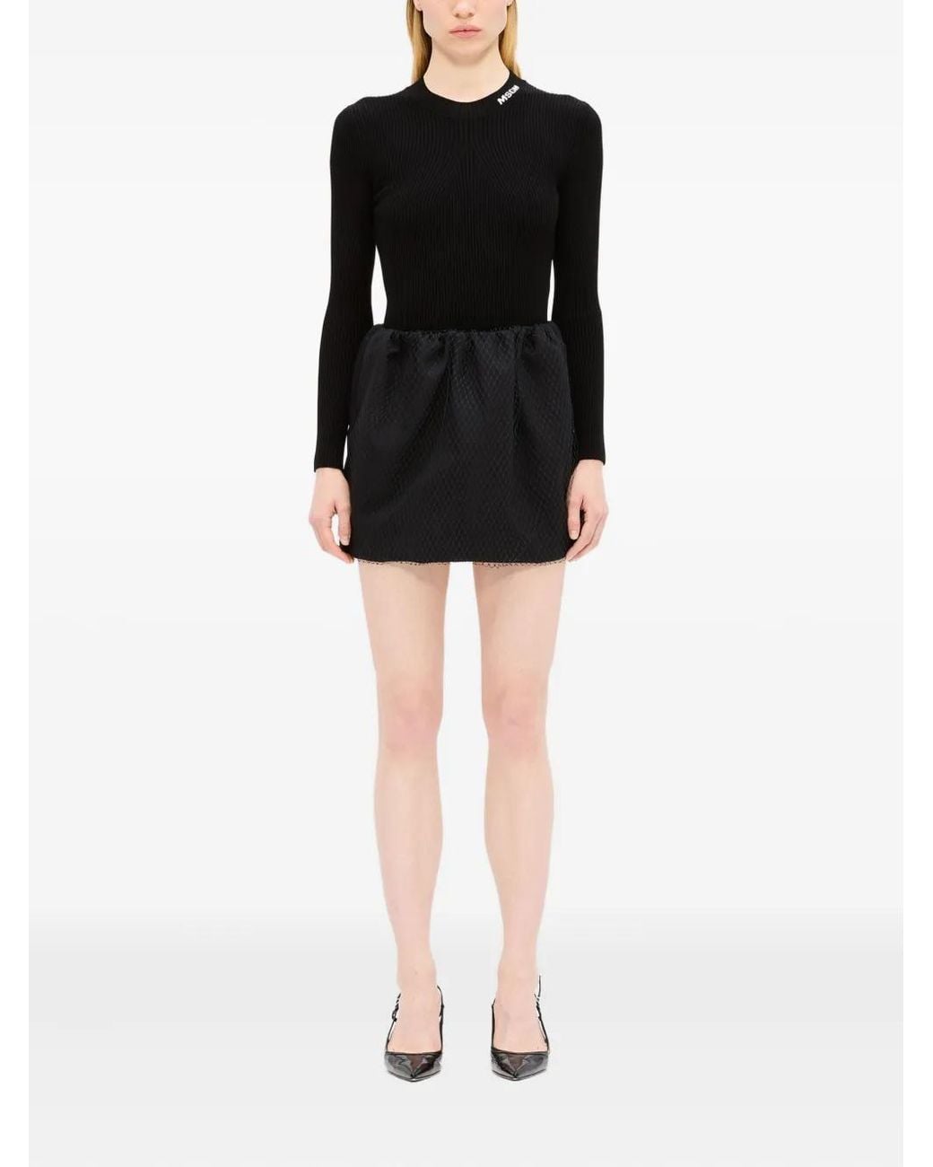 MSGM Black Layered Mini Skirt