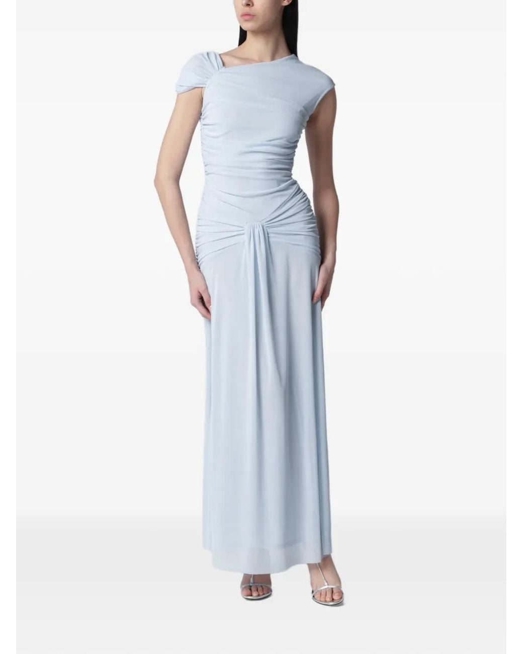 ROTATE BIRGER CHRISTENSEN Blue Maxi Asymmetric Dress Light