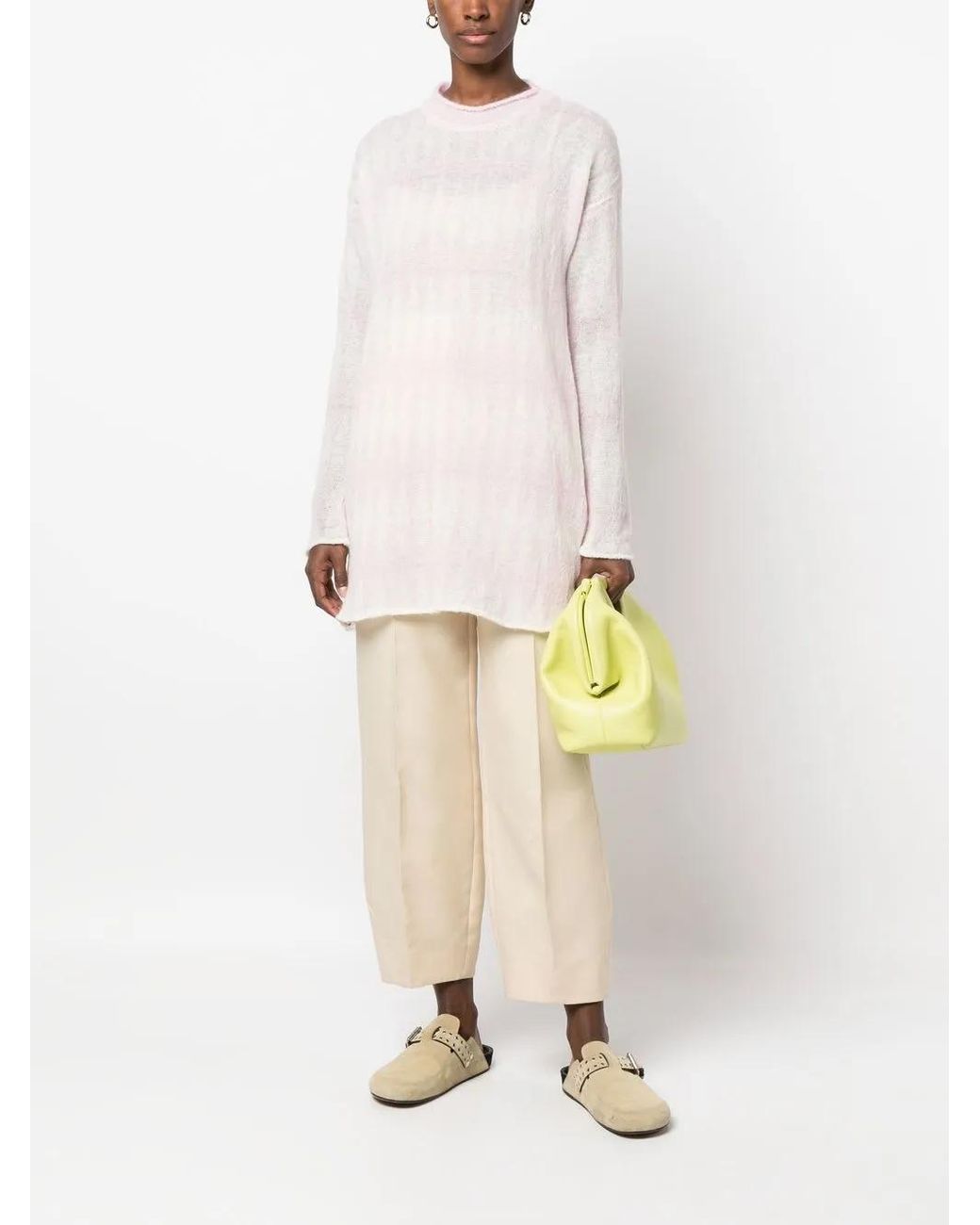 Rus White Diamond-Pattern Long-Length Jumper