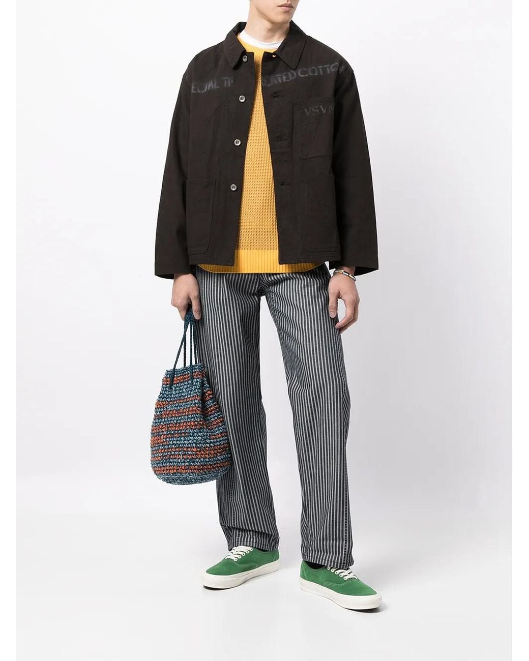 Visvim Black Logo-print Crinkle-effect Shirt Jacket for men