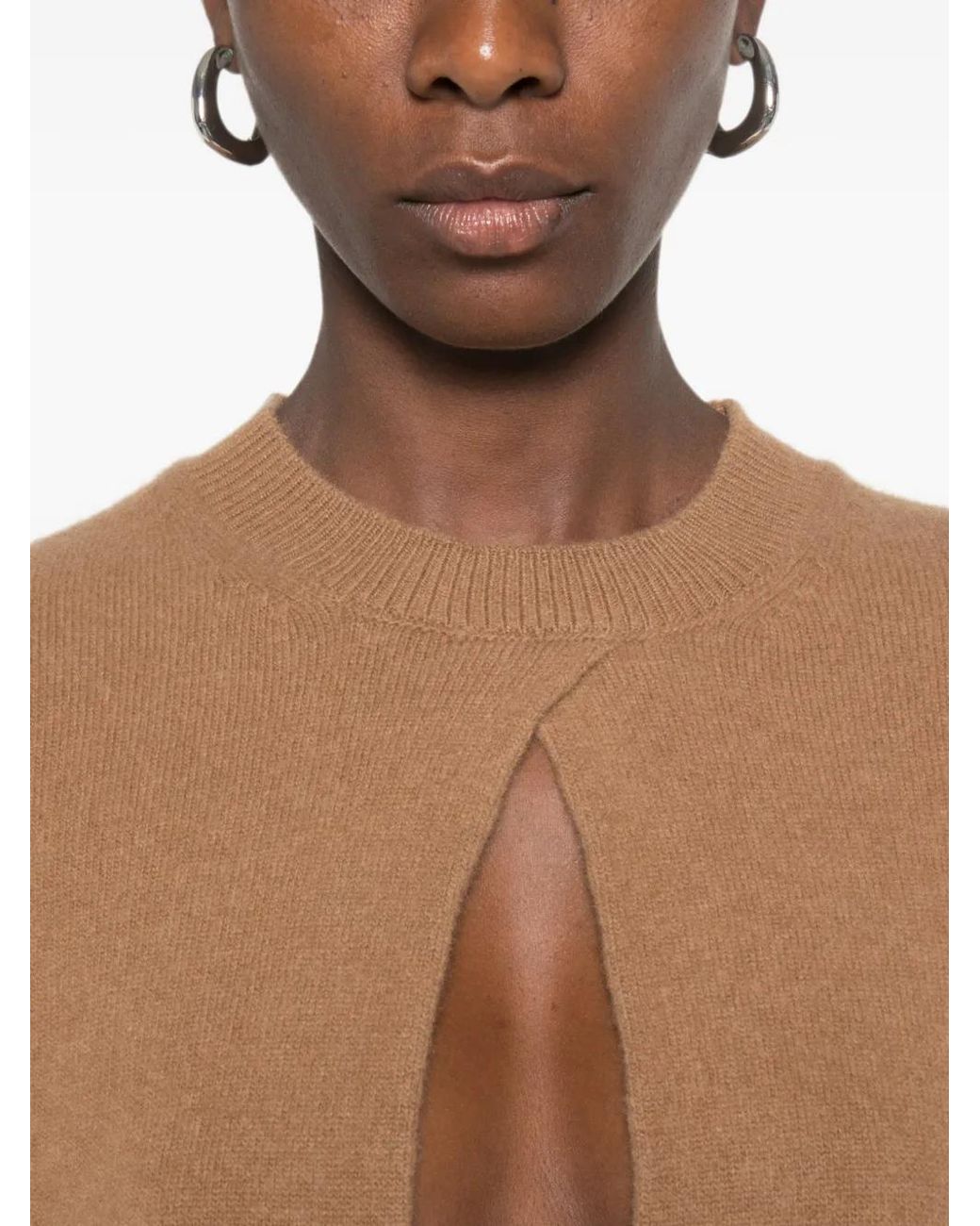 Elisabetta Franchi Brown Knitted Crew Neck Mini Dress
