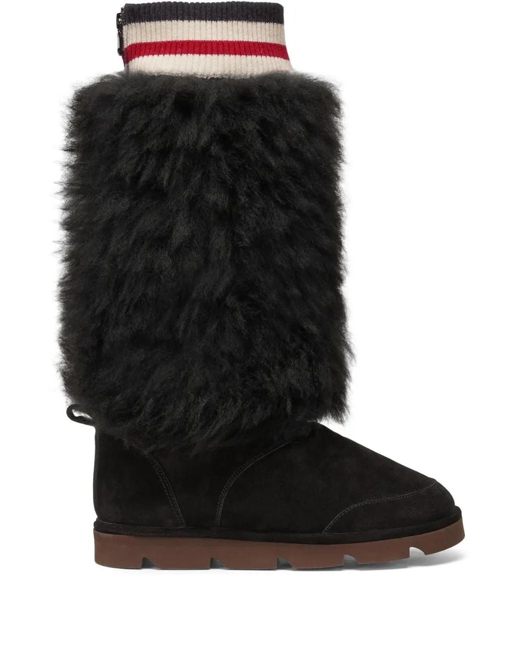 Brunello Cucinelli Black Panelled Mid-Calf Boots