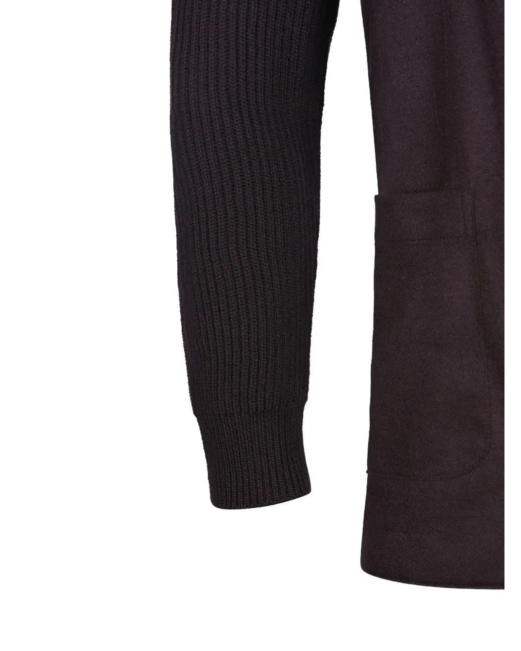 Eleventy Blue Layered-Style Rib-Knit Jacket for men