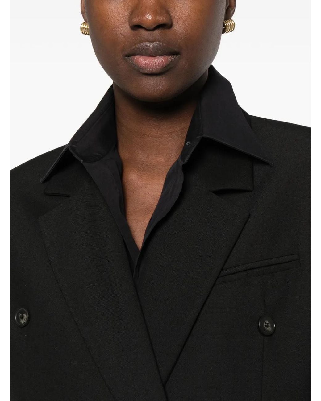 Frankie Shop Black Jade Double-Breasted Padded-Shoulder Blazer