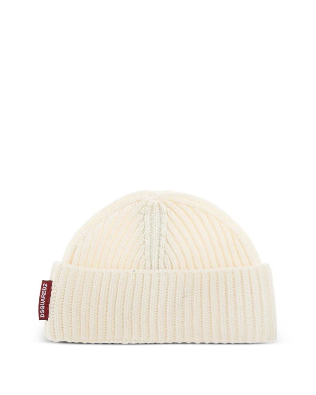 DSquared² White Logo-Patch Ribbed Beanie Hat Set for men