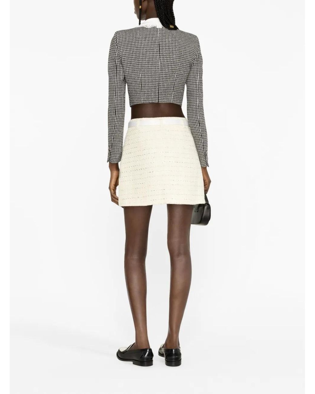 Self-Portrait Natural Belted Bouclé Miniskirt
