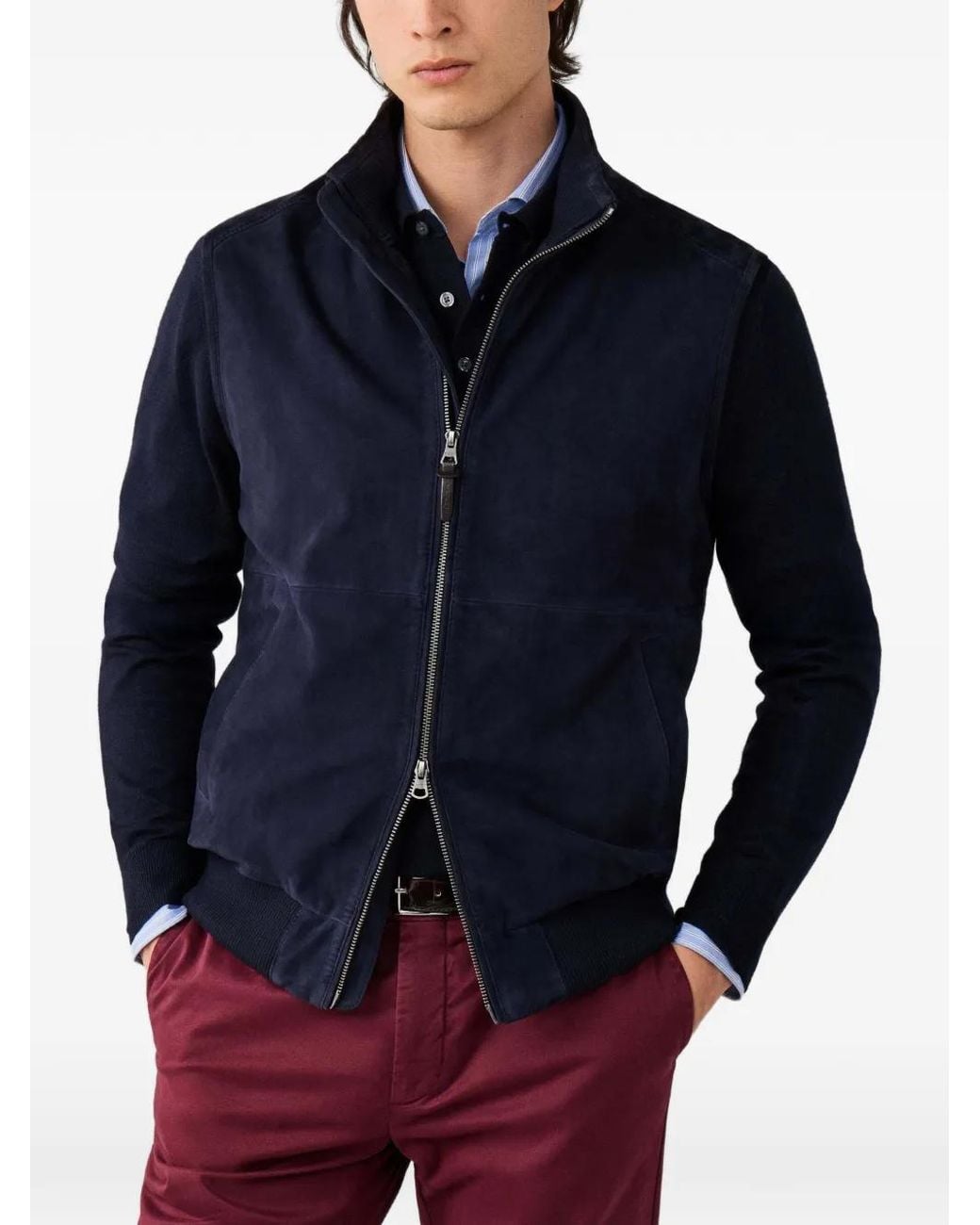 Hackett Blue Ribbed-Trim Jacket for men