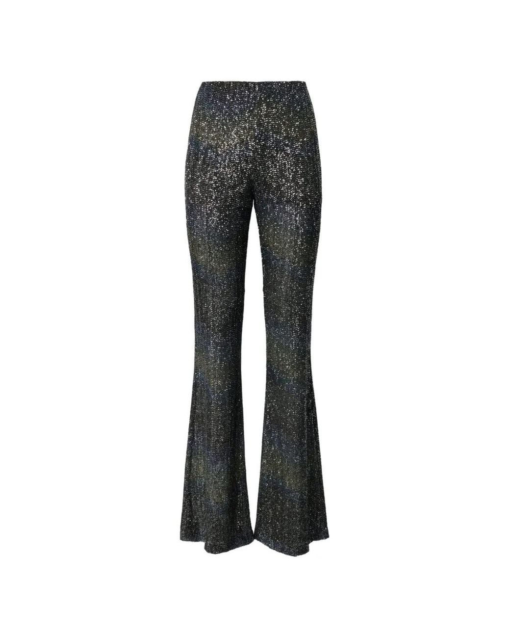 Missoni Gray Flare Trousers With Woven Greek Key Motif