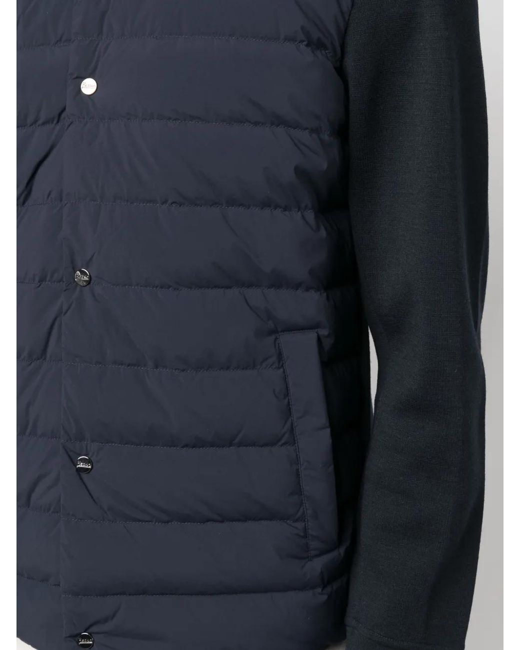 Herno Blue Contrasting-Sleeves Padded Jacket for men
