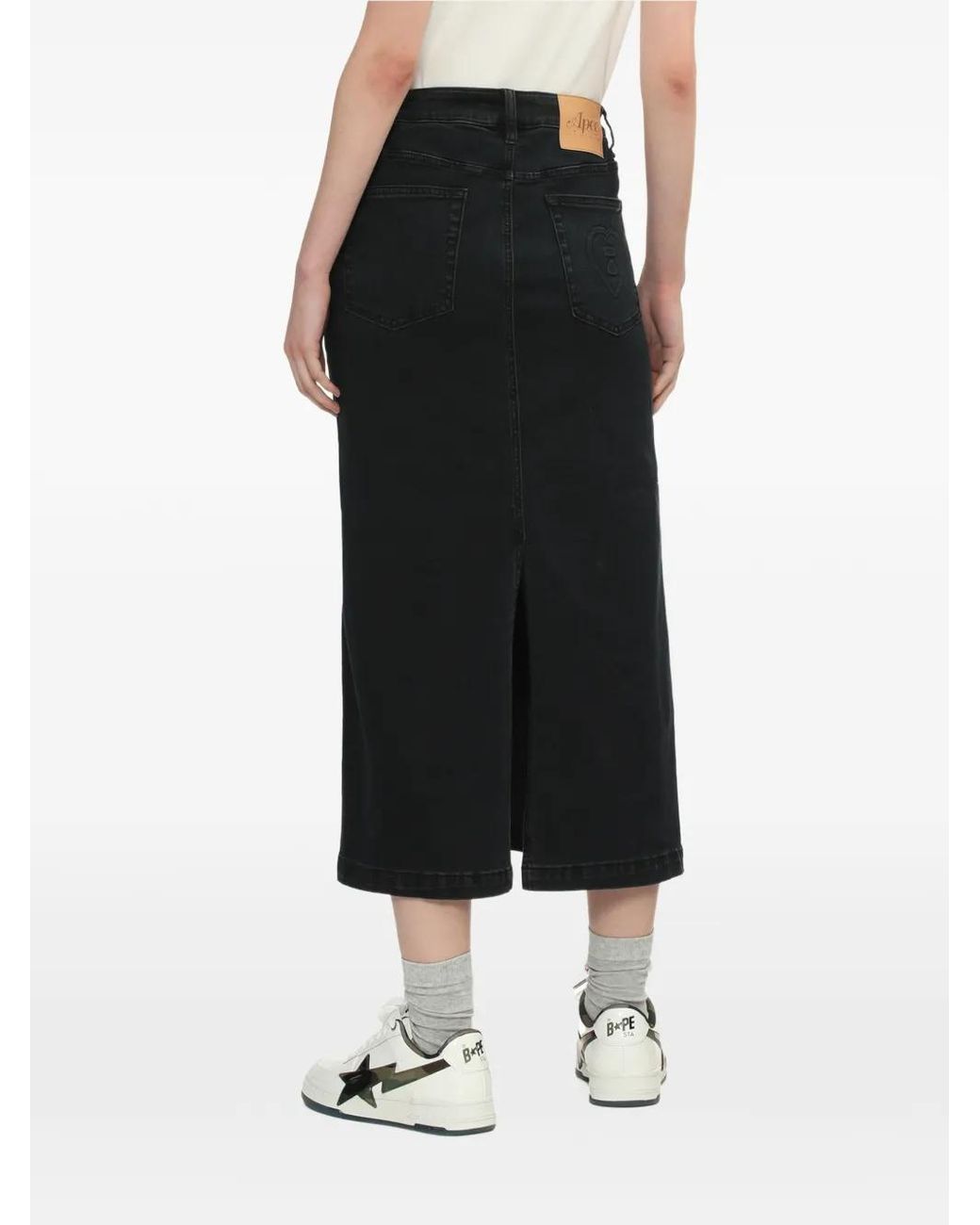 A Bathing Ape Black Denim Maxi Skirt